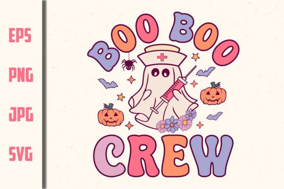 Boo Boo Crew: A Retro Halloween Design for Embroidery
