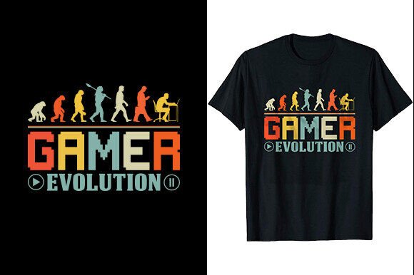 Evaluating the Gamer Evolution T-Shirt Graphic for Brand & Packaging Design