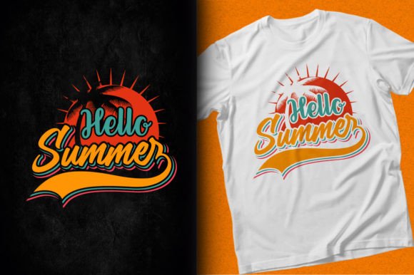 Hello Summer Vacation Sunset SVG Graphics for T-Shirt Designs