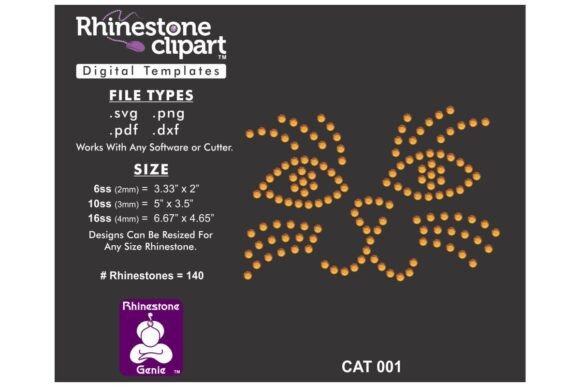 Rhinestone Template Design CAT 001 for T-Shirt Graphics